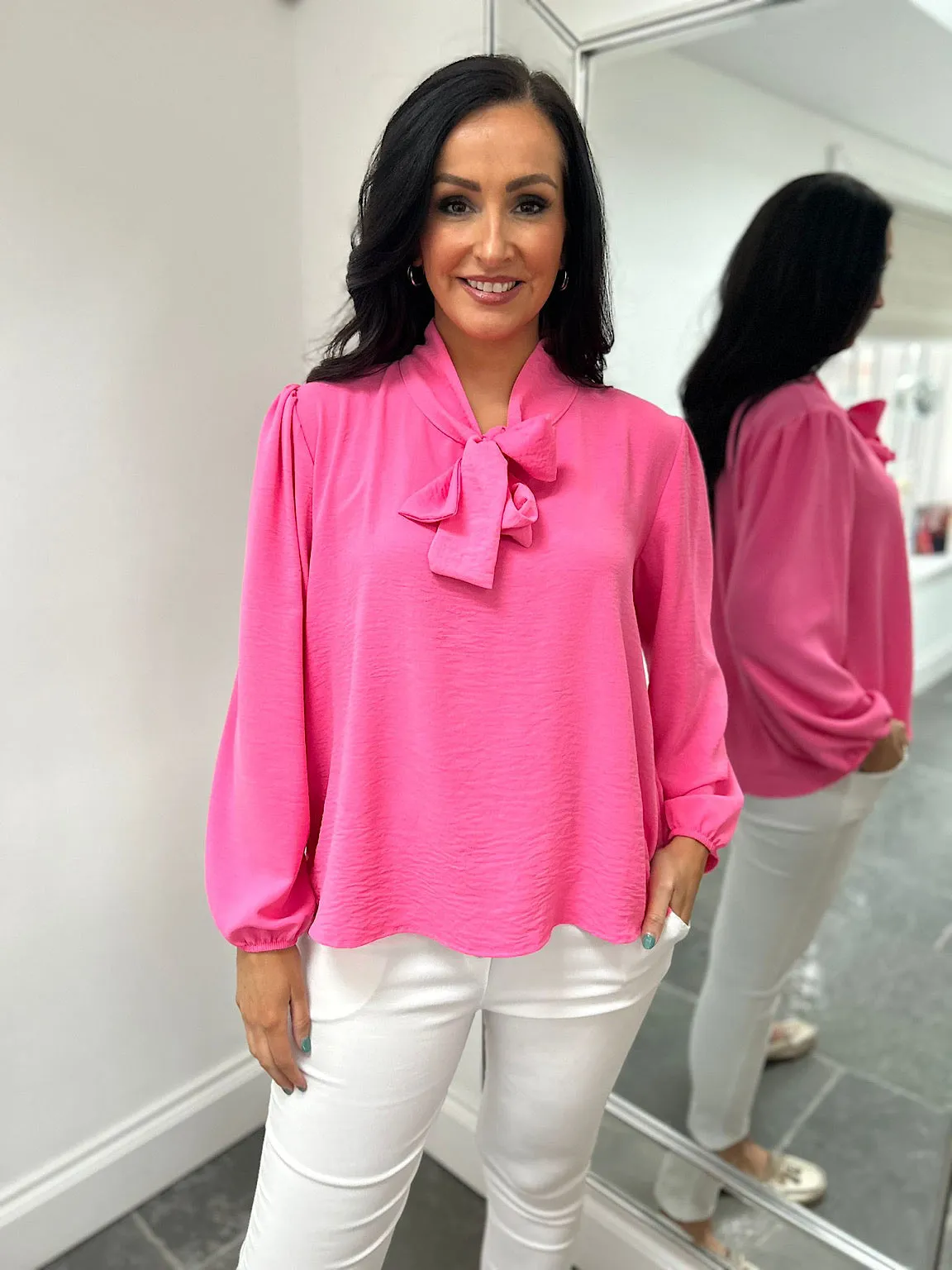 Pink Tie Neck Blouse Grace