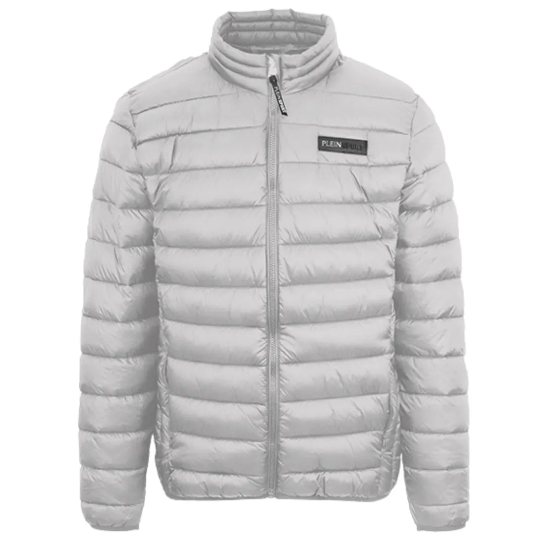 Plein Sport Patch Logo Thin Padded Grey Jacket