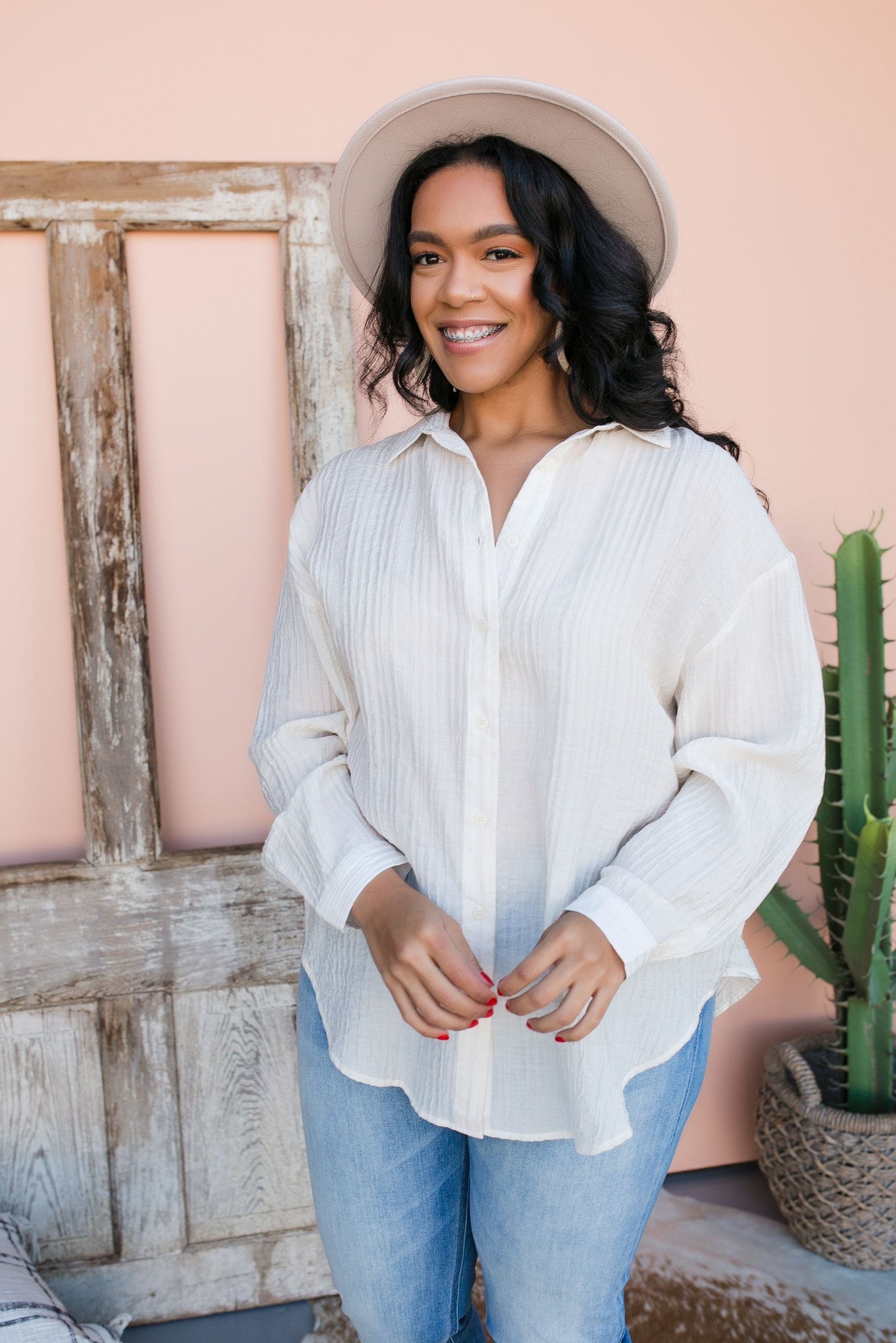 PLUS SIZE Day Trip Button Down Blouse