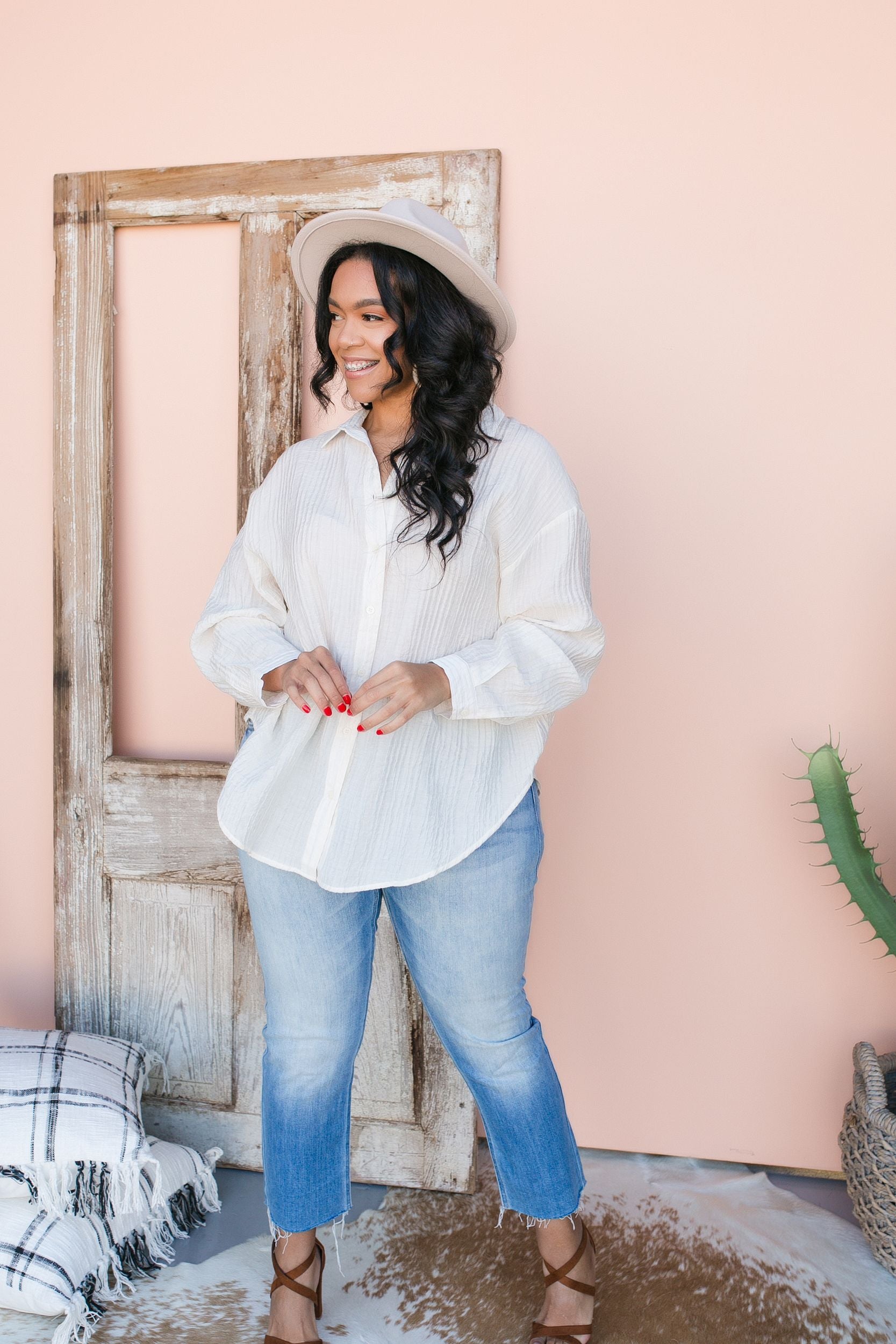 PLUS SIZE Day Trip Button Down Blouse