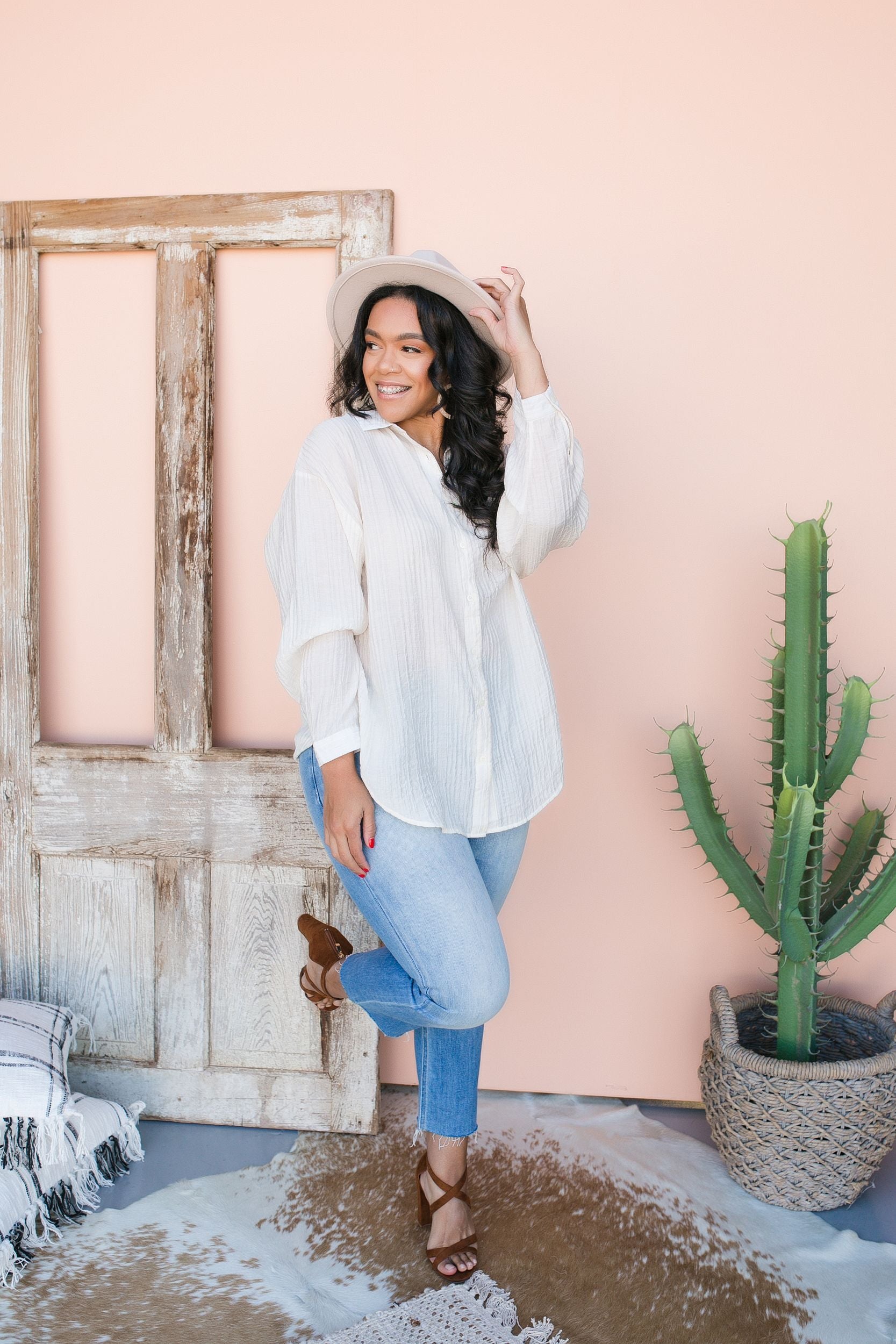 PLUS SIZE Day Trip Button Down Blouse