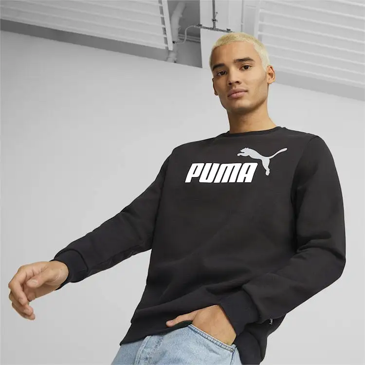 PUMA MENS ESSENTIAL 2 COLOUR BIG LOGO CREW BLACK