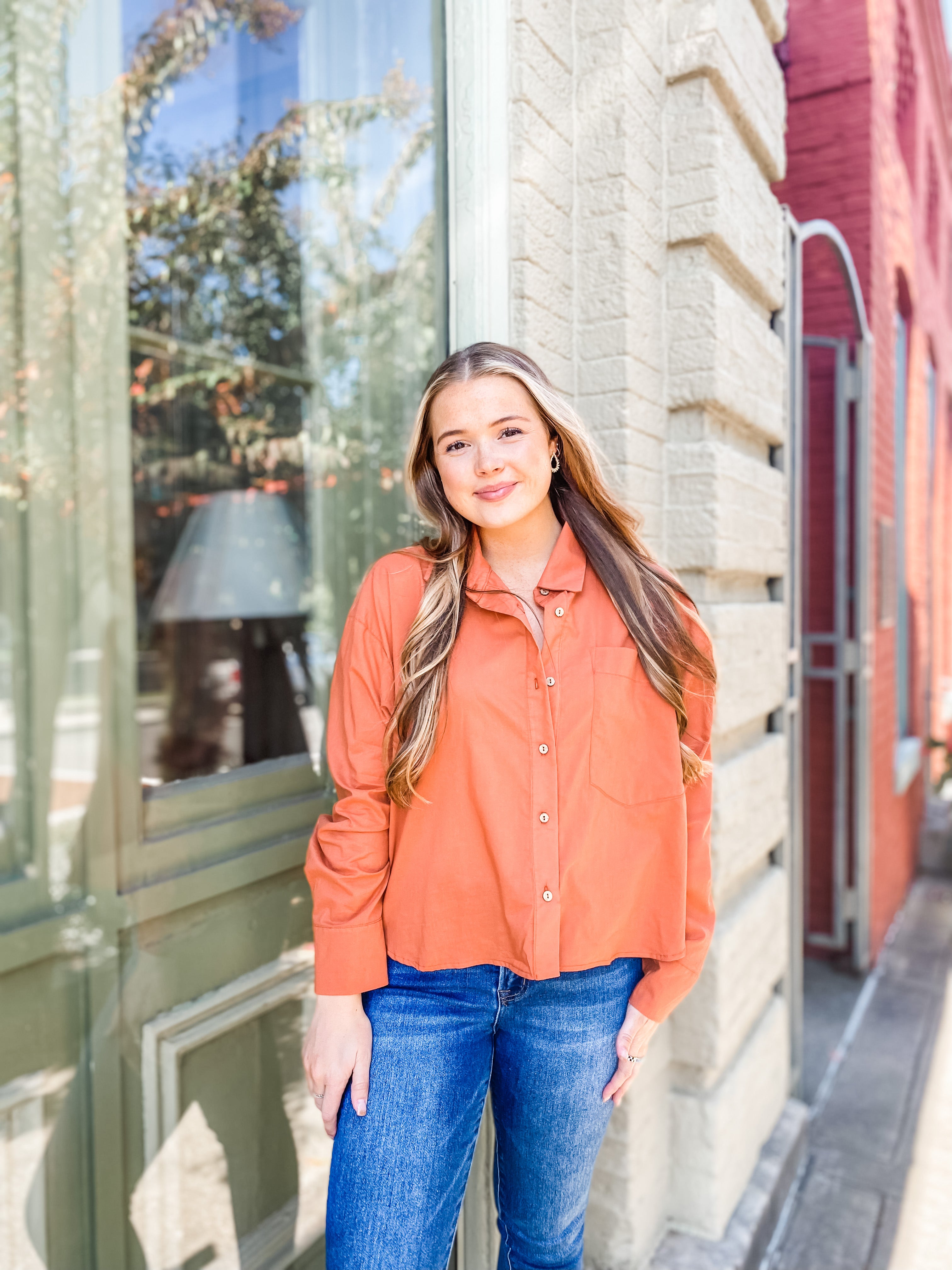 Pumpkin Patch Crop Button-Down