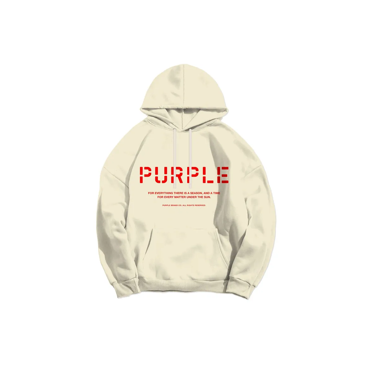 Purple Brand Mens French Terry Stencil Logo Hoodie P410-FCSH222 Cream