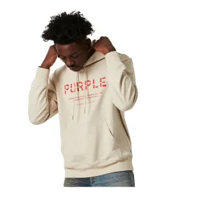 Purple Brand Mens French Terry Stencil Logo Hoodie P410-FCSH222 Cream