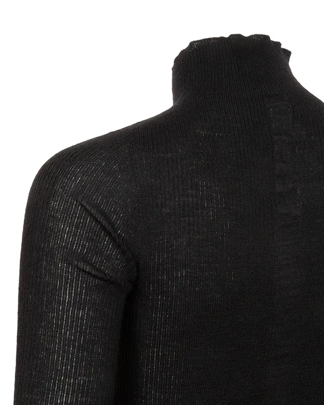 Rick Owens Ribbed Mock Neck Sweater