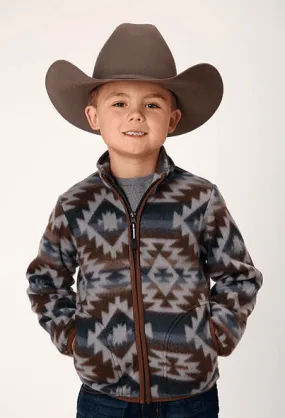 Roper Boy's Black Aztec Fleece Zip Jacket 0250-6615-BLK