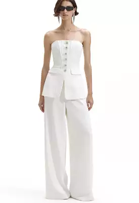 Self-portrait - Bandeau Crepe Jumpsuit - White