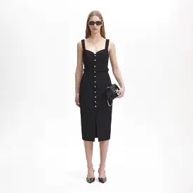 SELF-PORTRAIT Black Boucle Sweetheart Midi Dress