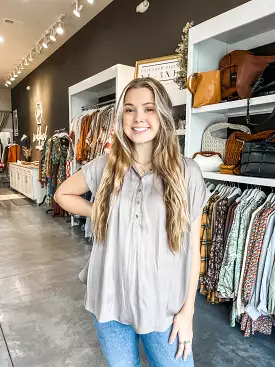 Silver Bells Button Down Top