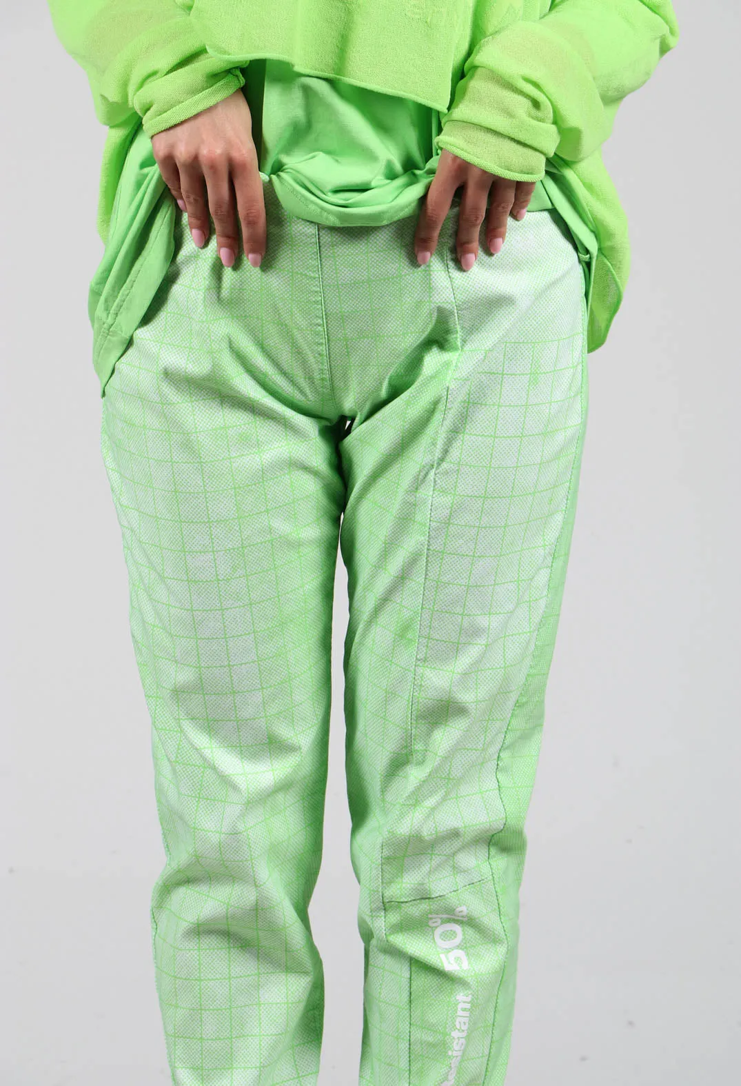 Slim Fit Pull On Trousers in Placed Lime Print