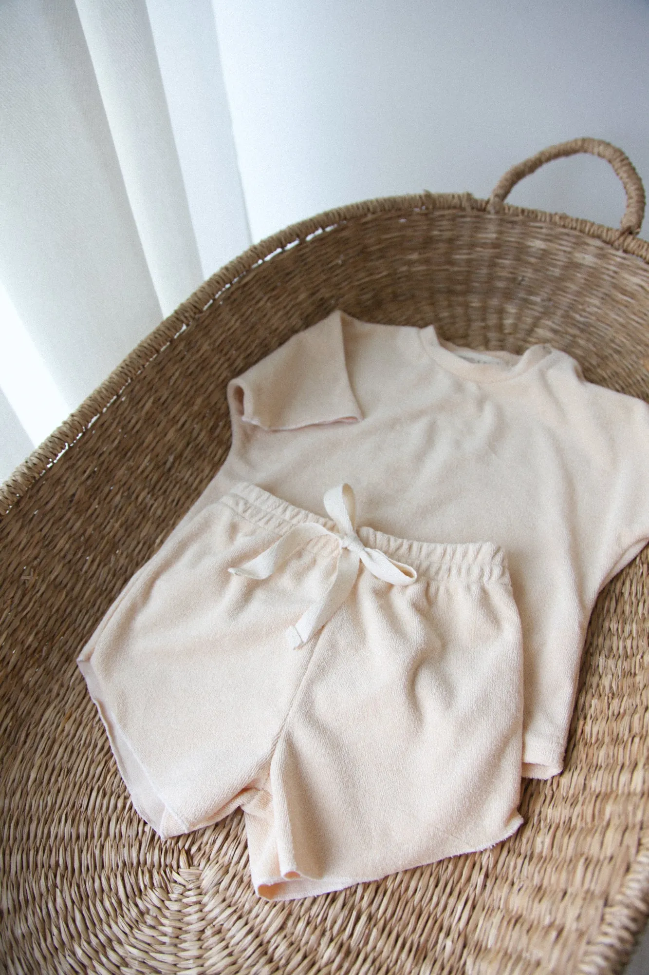 Soft Towel Top & Shorts Set in Cream