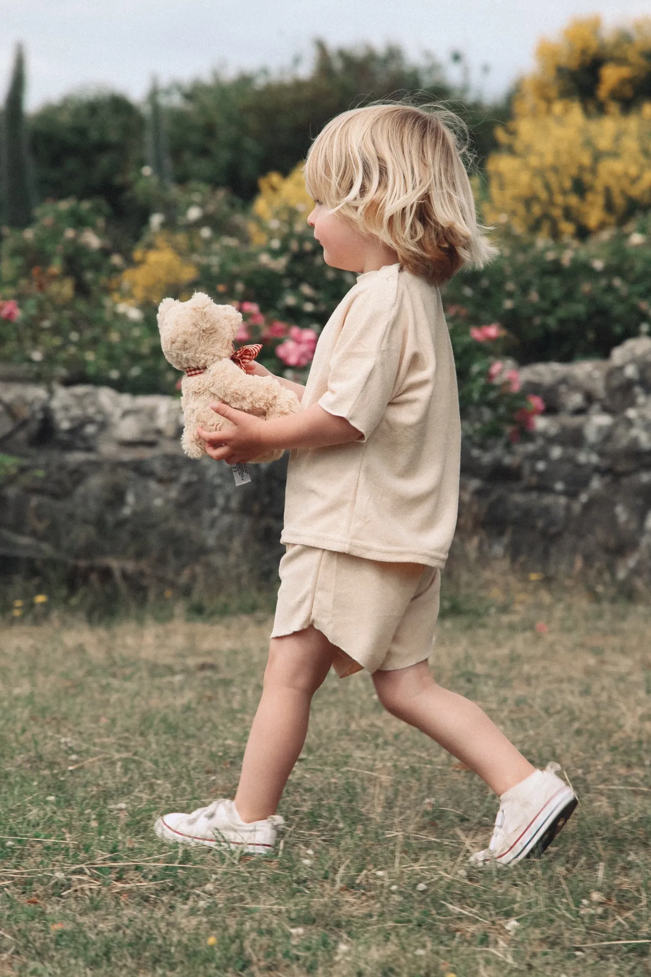 Soft Towel Top & Shorts Set in Cream