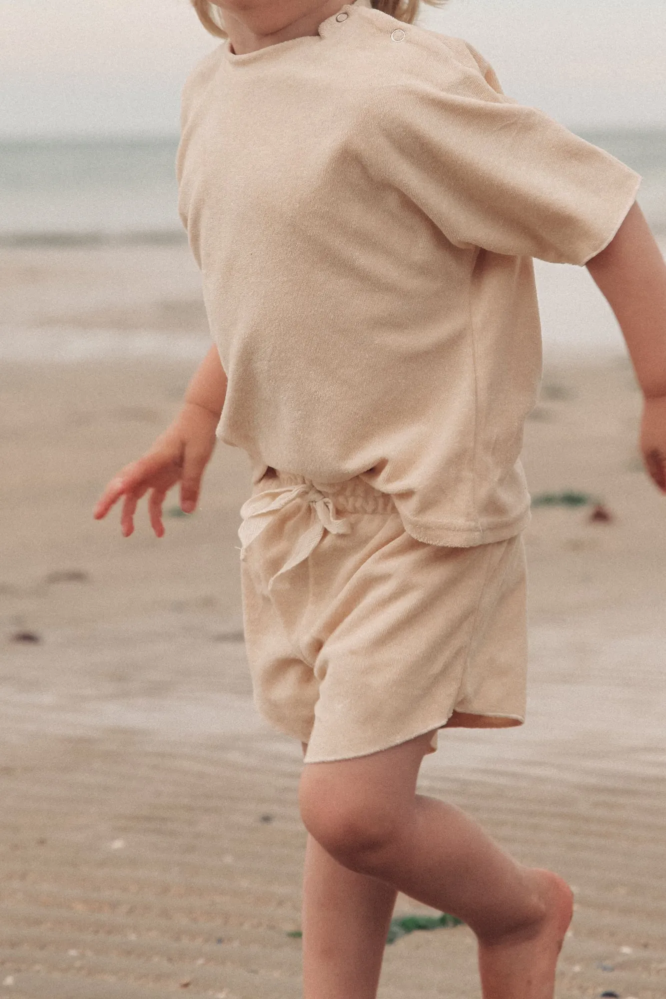 Soft Towel Top & Shorts Set in Cream