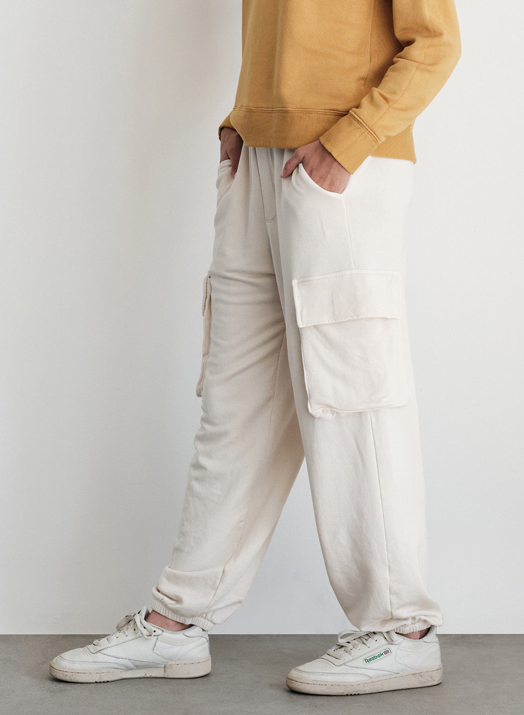 Softest Fleece Cargo Jogger in Cream