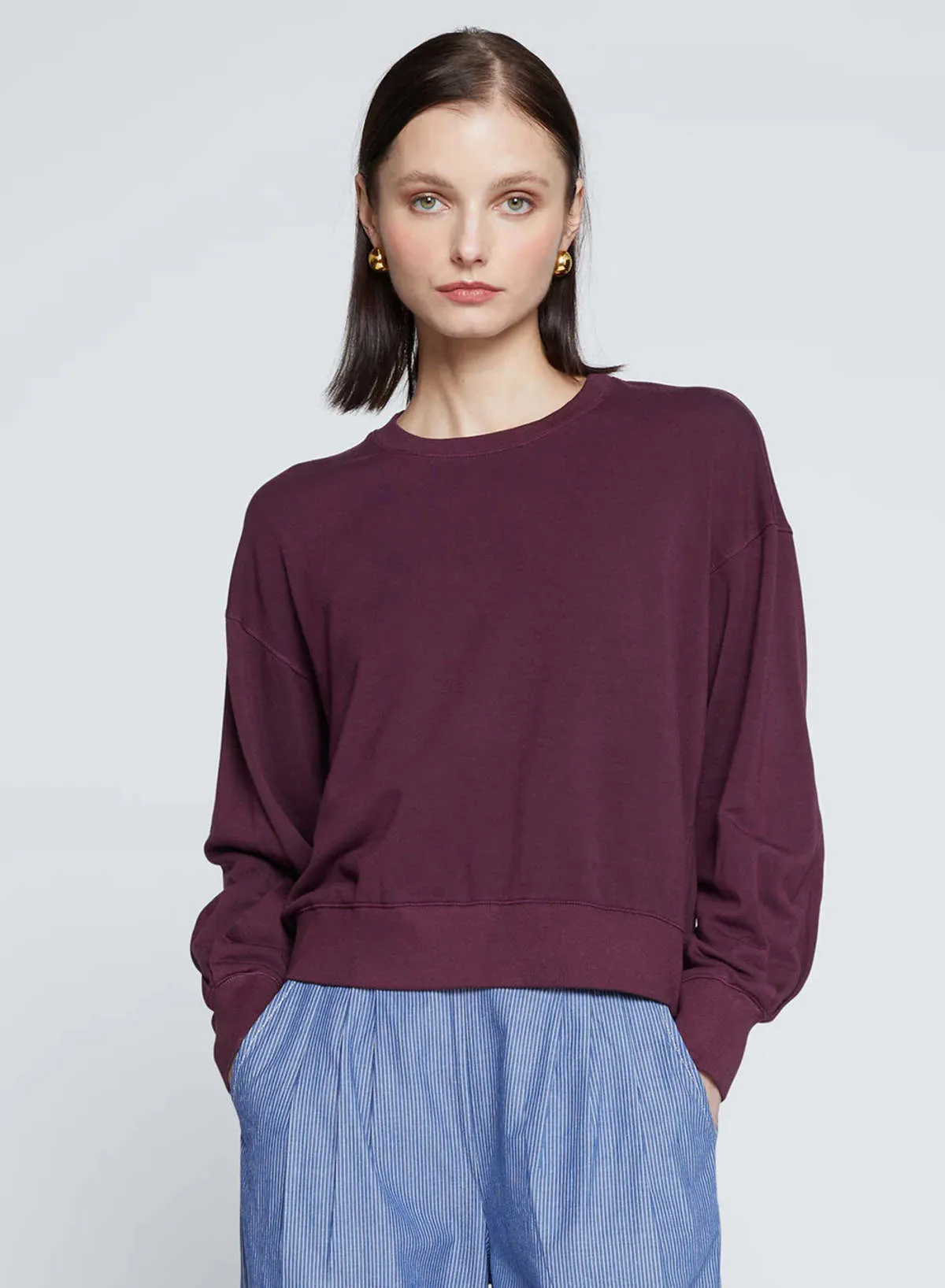 Softest Fleece Cropped Pullover - Cherry Liquor