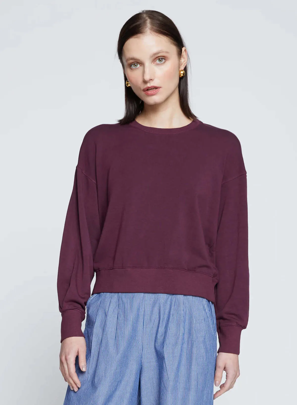 Softest Fleece Cropped Pullover - Cherry Liquor