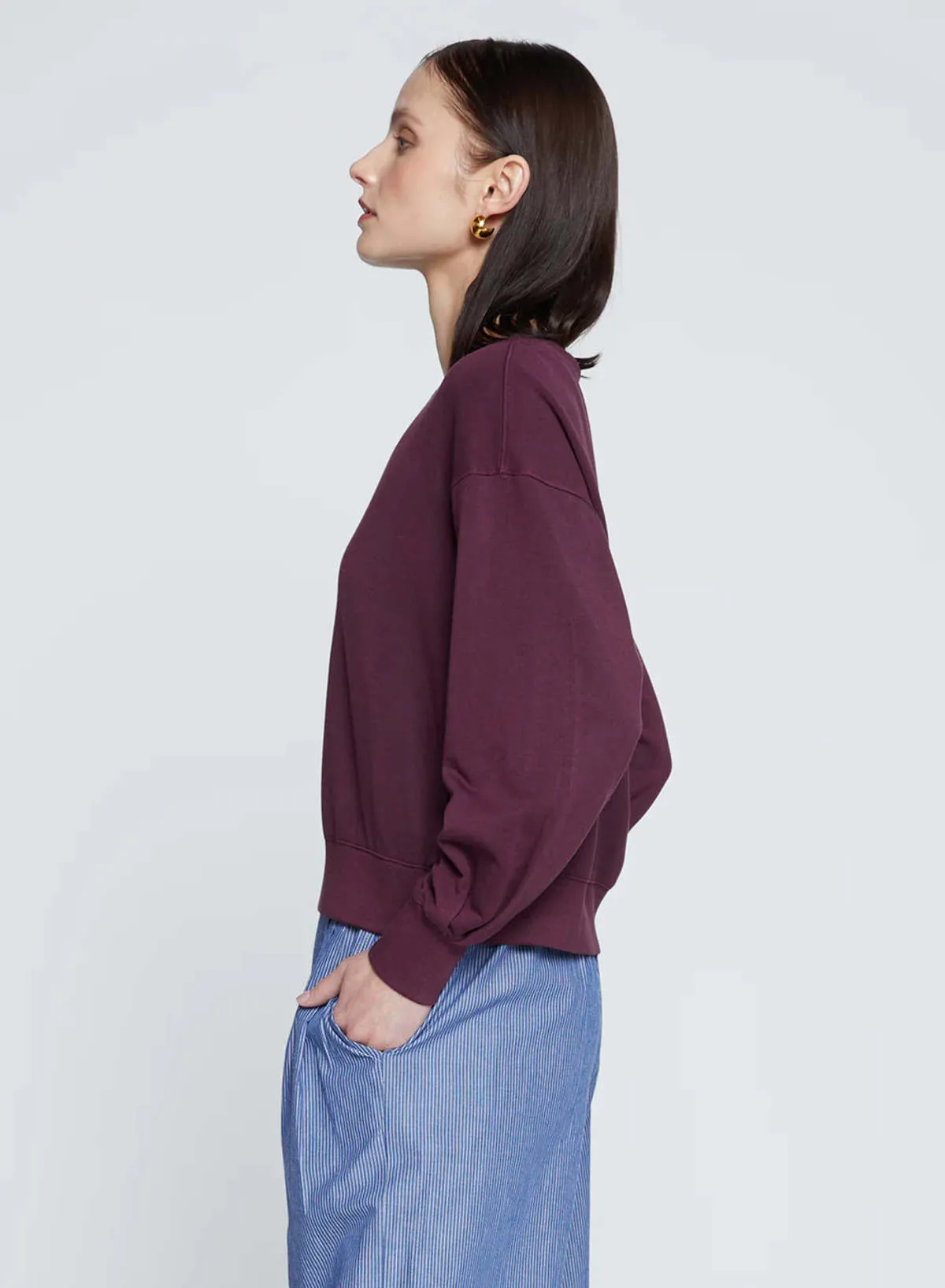 Softest Fleece Cropped Pullover - Cherry Liquor