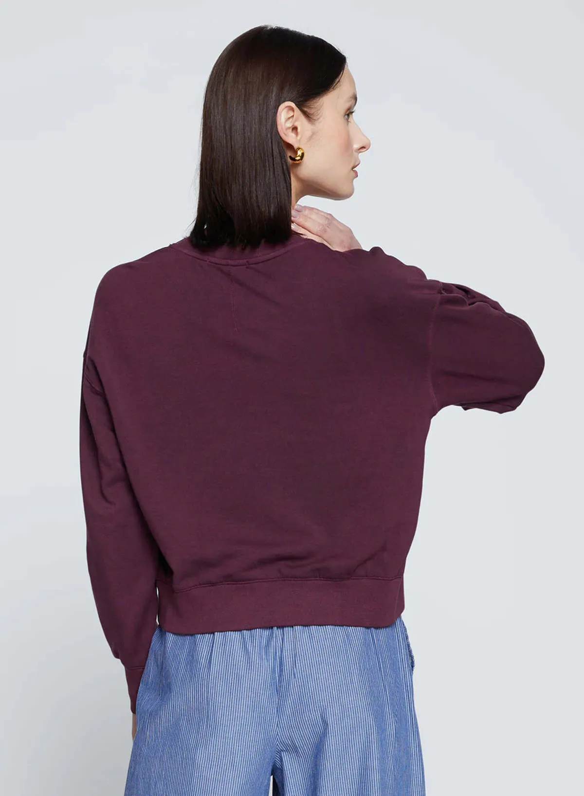 Softest Fleece Cropped Pullover - Cherry Liquor