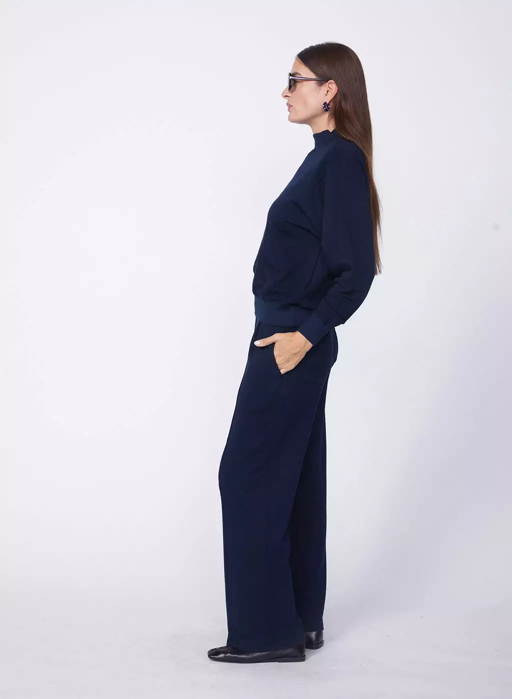 Softest Fleece High Neck Pullover in New Navy