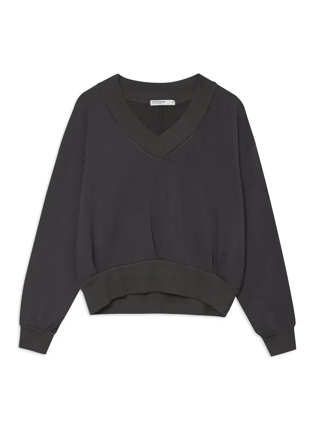 Softest Fleece High V-Neck Pullover in Ash