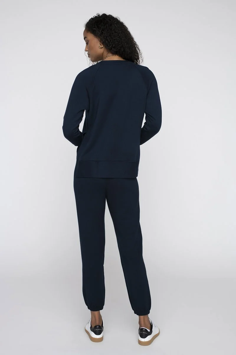 Softest Fleece Raglan Side Slit Sweatshirt in New Navy