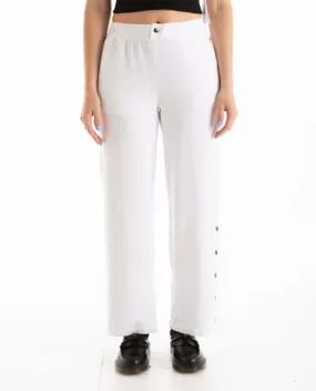 Softest Fleece Snap Track Pant - White