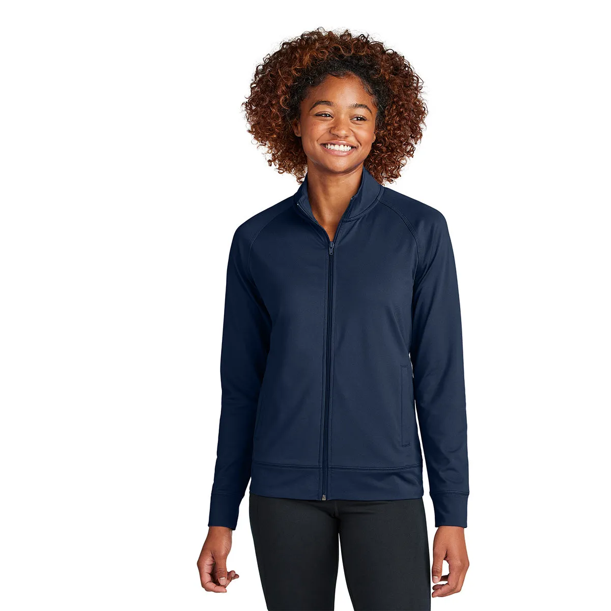 Sport-Tek Women's True Navy Sport-Wick Stretch Full-Zip Cadet Jacket