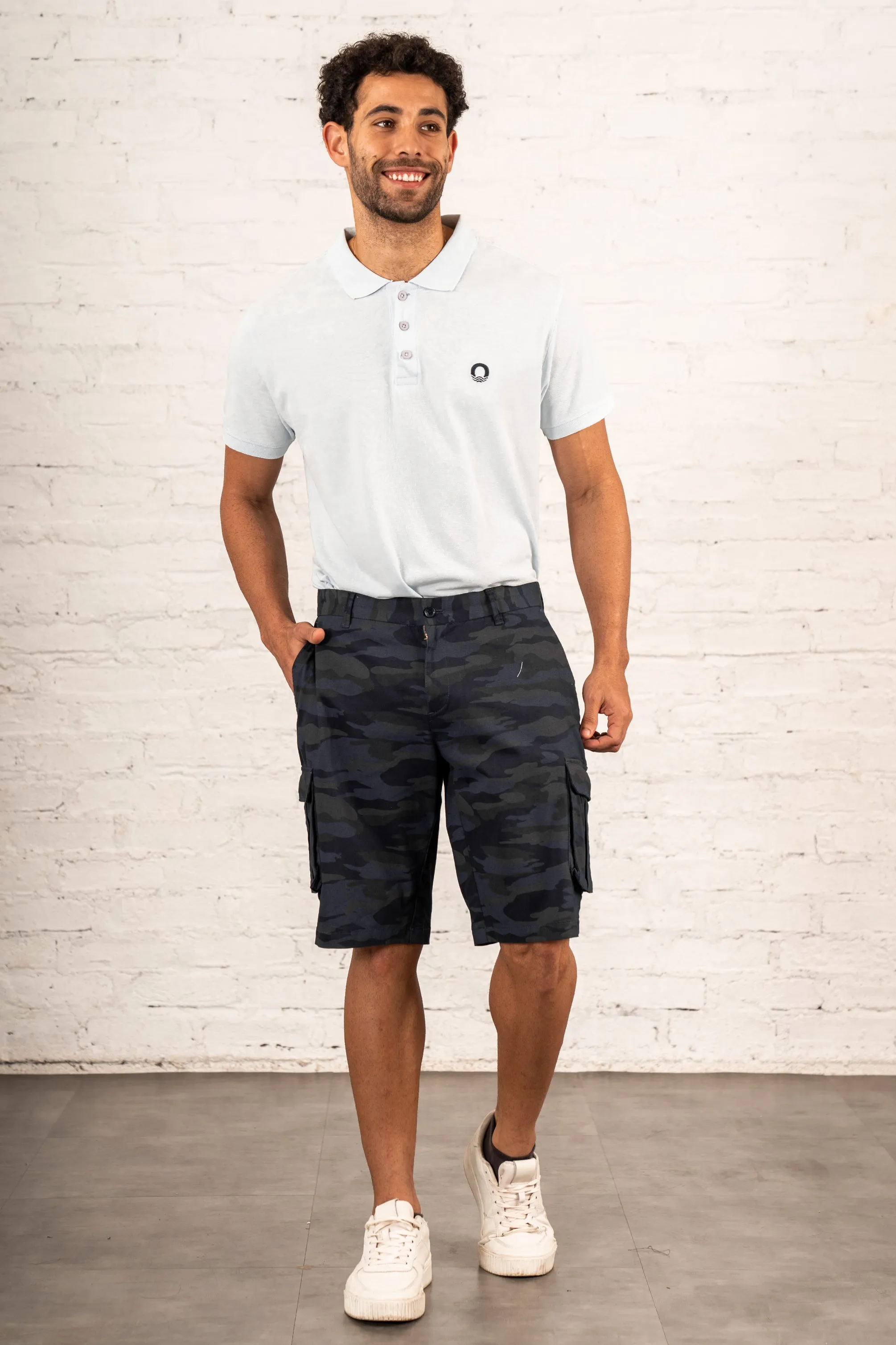 Stretch Navy Camo Cargo Shorts