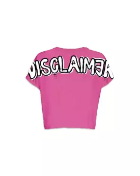 T-Shirt Donna Disclaimer Big Logo Fuxia Fluo