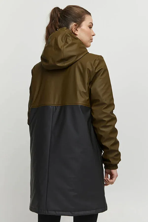 The Eli Colourblock Raincoat - Olive Mix