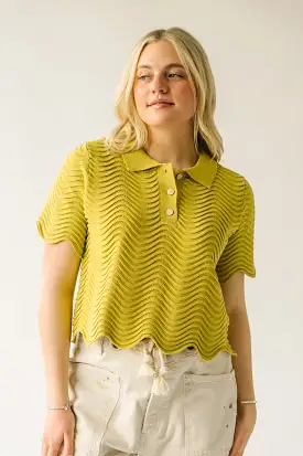 The Workman Scalloped Detail Blouse in Lime