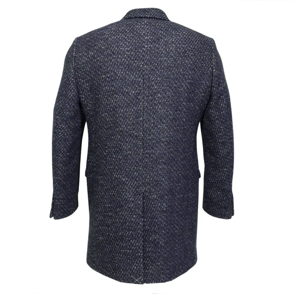 THOMAS MAINE SINGLE BREASTED OVERCOAT Blue Multi Fleck | Menswear Online