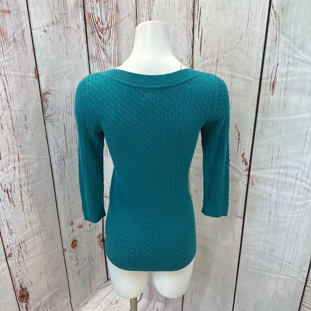 TOMMY HILFIGER TEAL CABLE KNIT SWEATER SZ M TCC