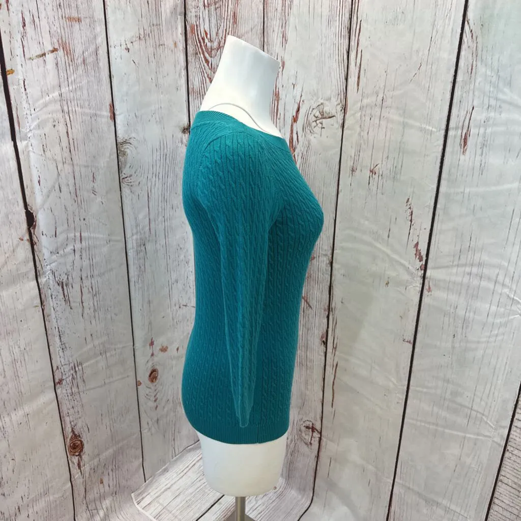 TOMMY HILFIGER TEAL CABLE KNIT SWEATER SZ M TCC