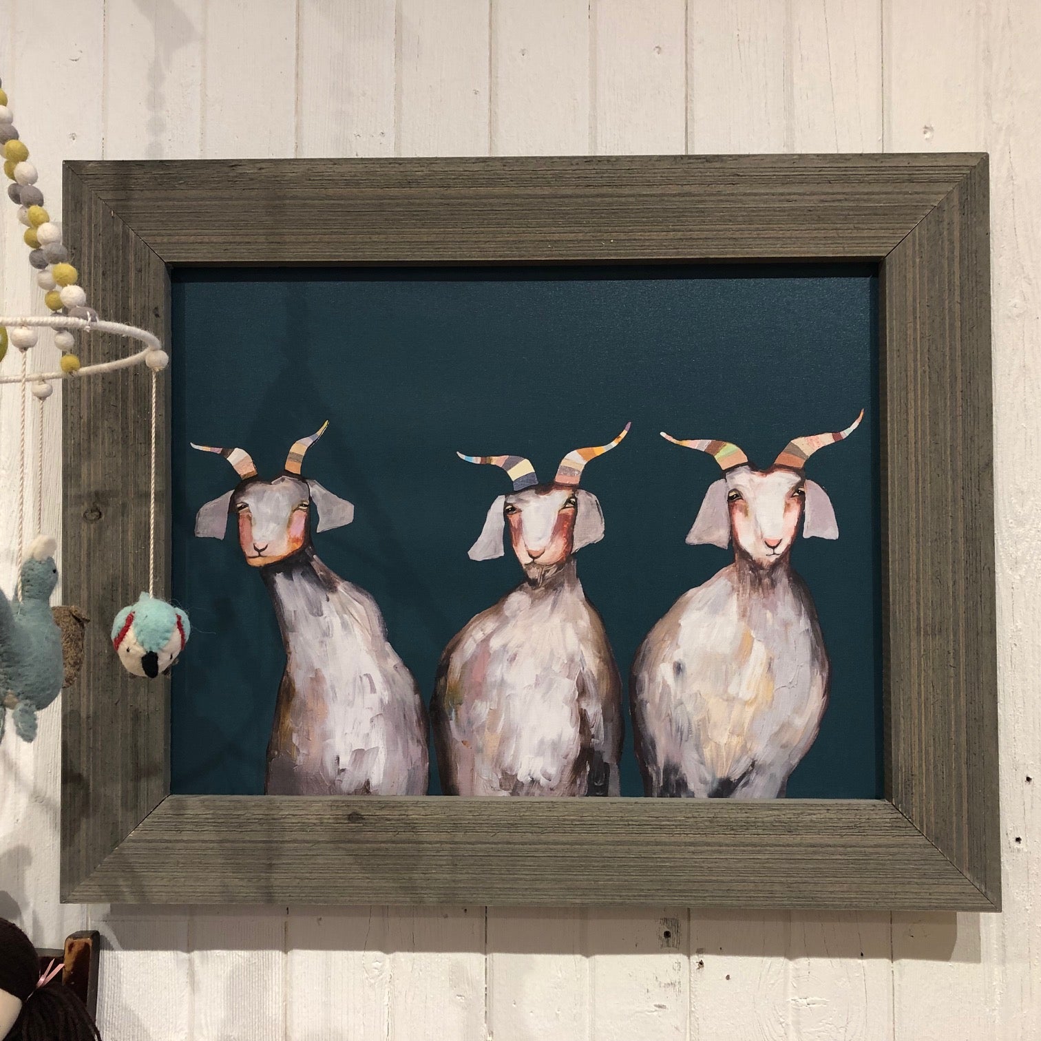 Trio of Goats Framed Art 31x25