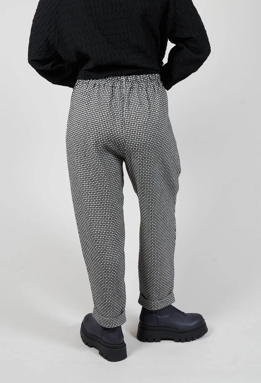 Turn Up Trousers in Black and White Hounds Tooth