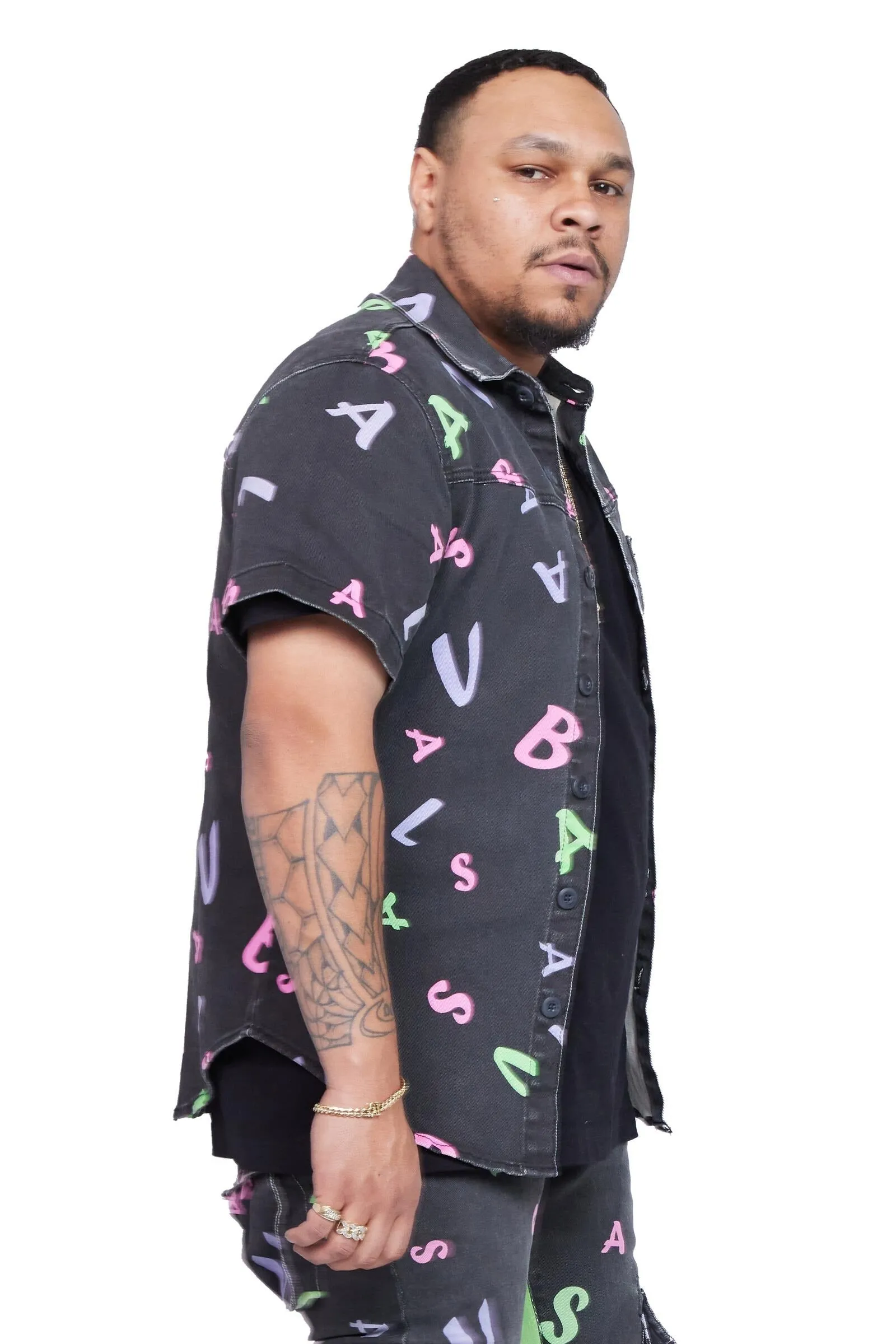 Valabasas - Puzzle Button Down Shirt - Black V Camo