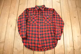 Vintage 1950s Pendleton Plaid Flannel Button Up Board Shirt / 100% Virgin Wool / Outdoorsman / Made In USA / True Vintage