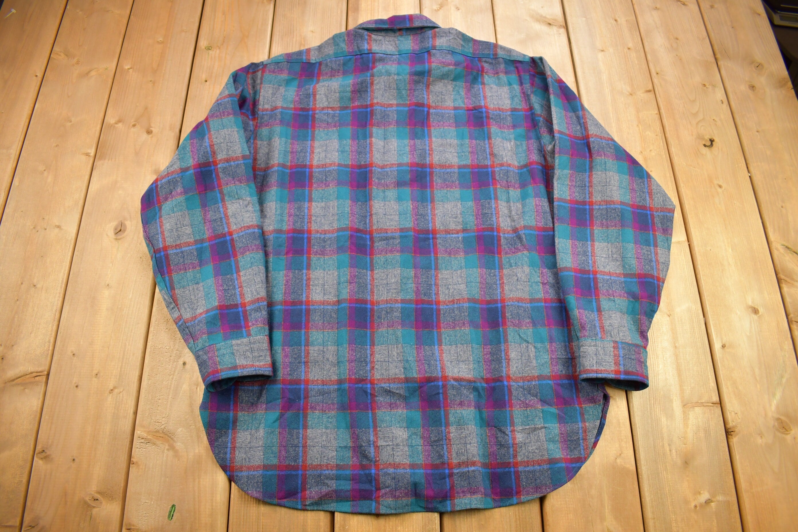 Vintage 1970s Pendleton Plaid Button Up Board Shirt / 100% Virgin Wool / Casual Wear / Made In USA /