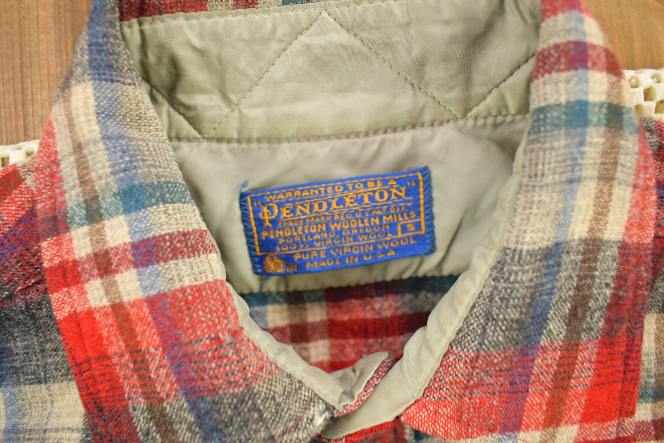 Vintage 1970s Pendleton Shadow Plaid Button Up Board Shirt / 100% Virgin Wool / Casual Wear / Made In USA /