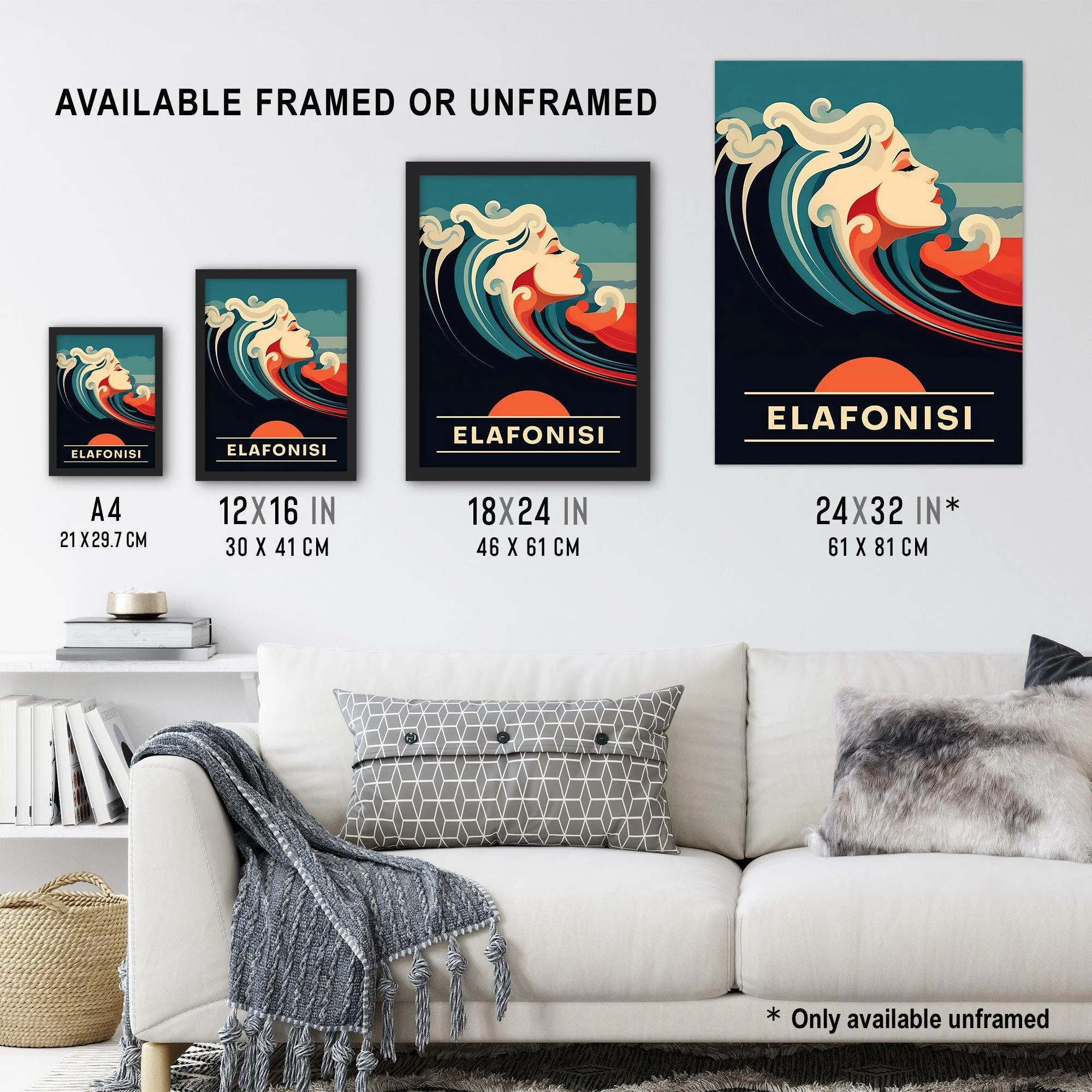 Wall Art & Pictures | Wall Art Print The Seaside Calls Elafonissi Beach Greece Sunset Woman of the Waves Sea Siren Ocean Art