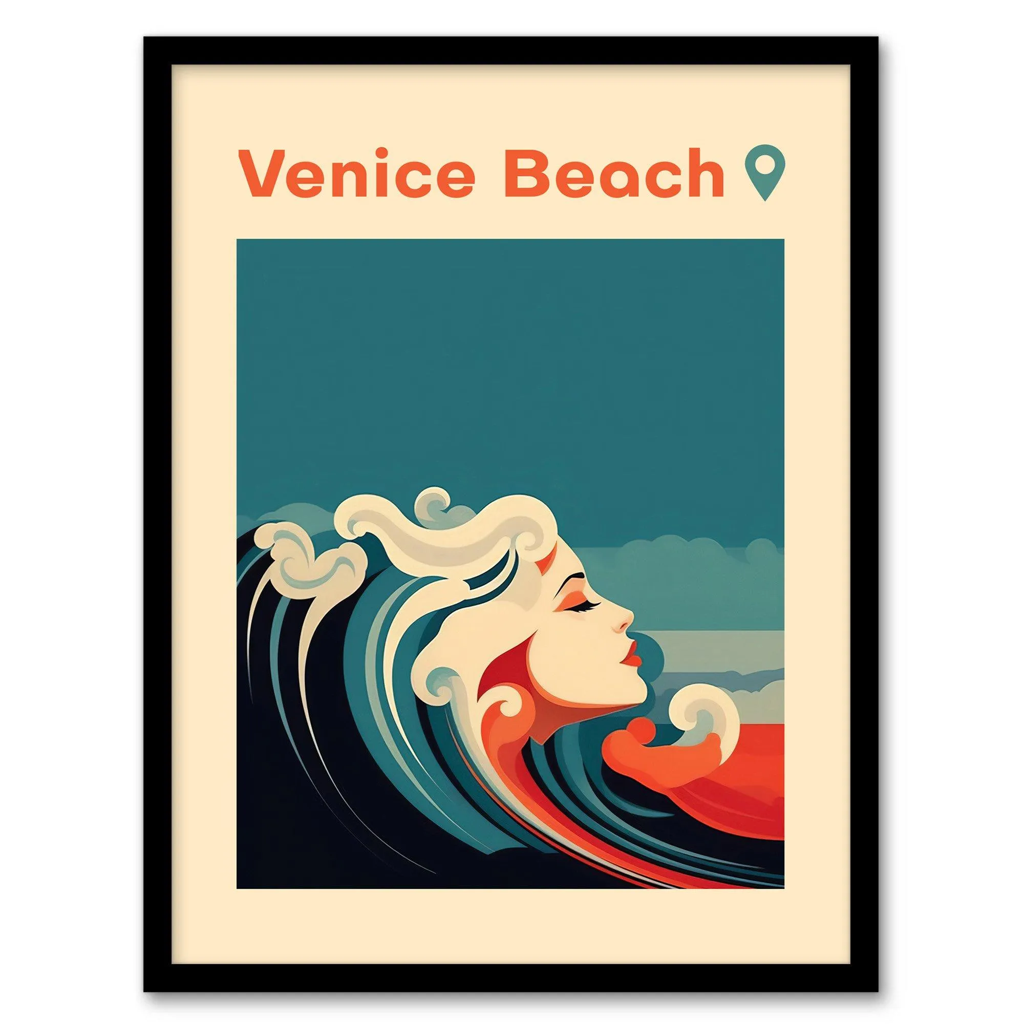 Wall Art & Pictures | Wall Art Print The Seaside Calls Venice Beach California USA Modern Woman of the Waves Sea Siren Ocean