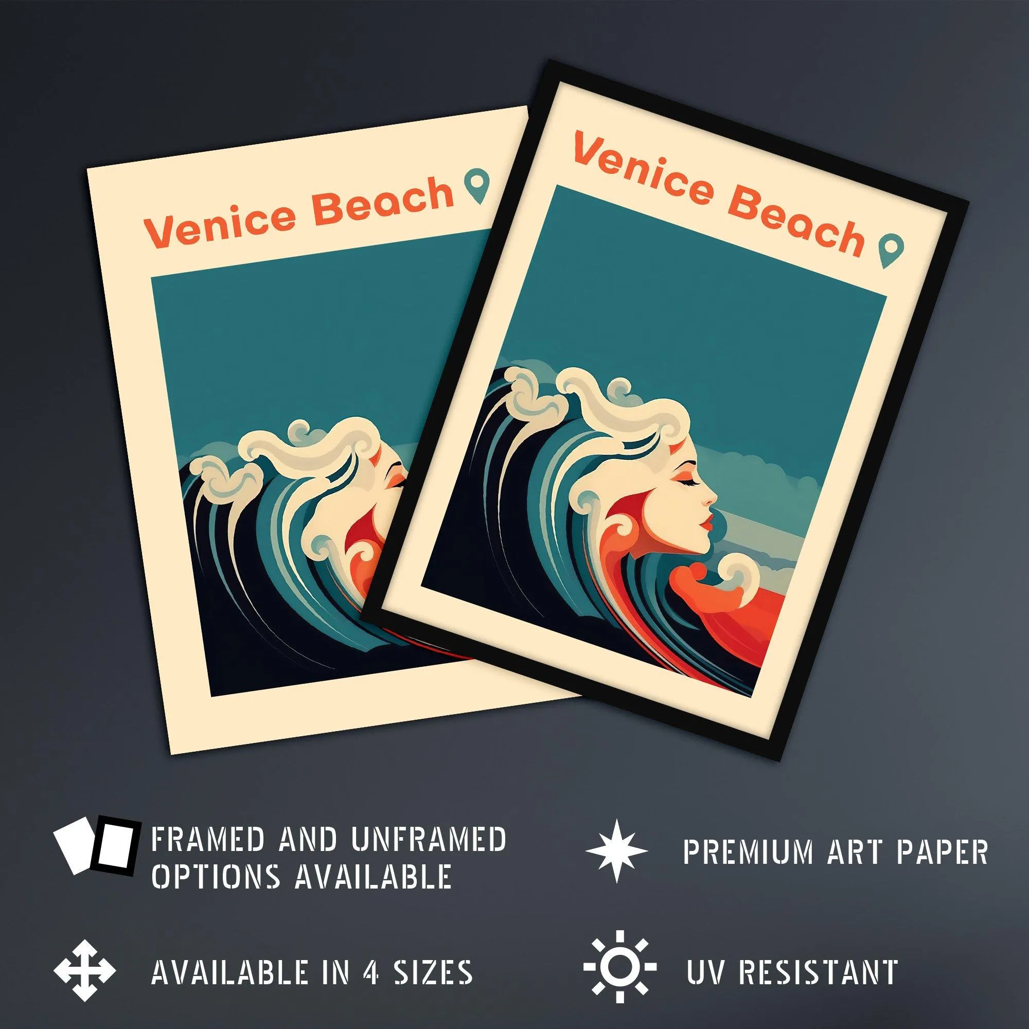 Wall Art & Pictures | Wall Art Print The Seaside Calls Venice Beach California USA Modern Woman of the Waves Sea Siren Ocean