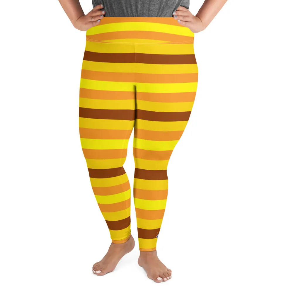 Women's High Waist Plus Size Striped Honey Comb Leggings Yoga Pants