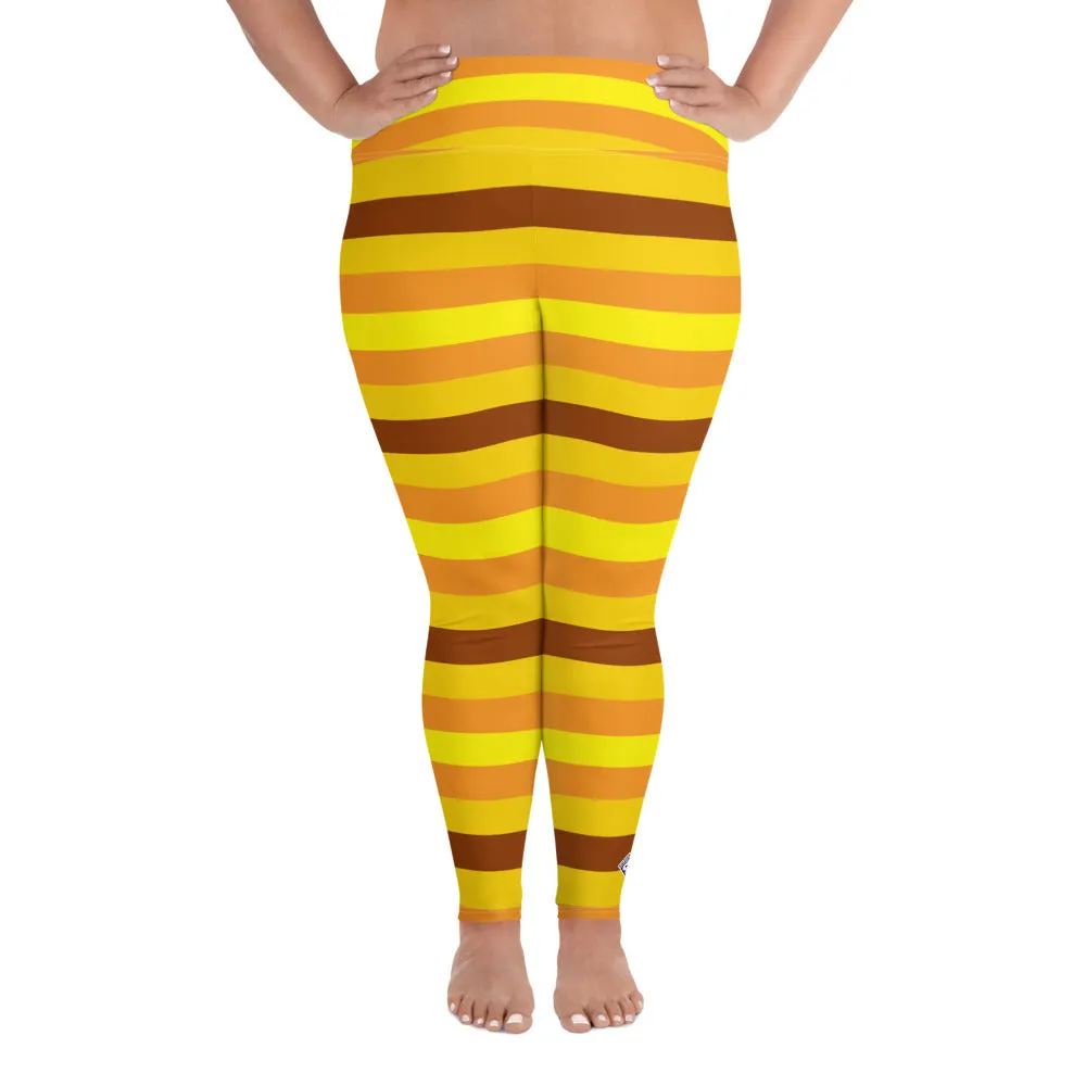 Women's High Waist Plus Size Striped Honey Comb Leggings Yoga Pants