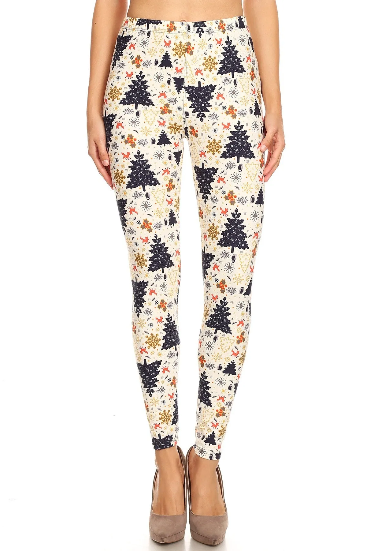 Women's Plus Fun Christmas Theme Pattern Printed Leggings