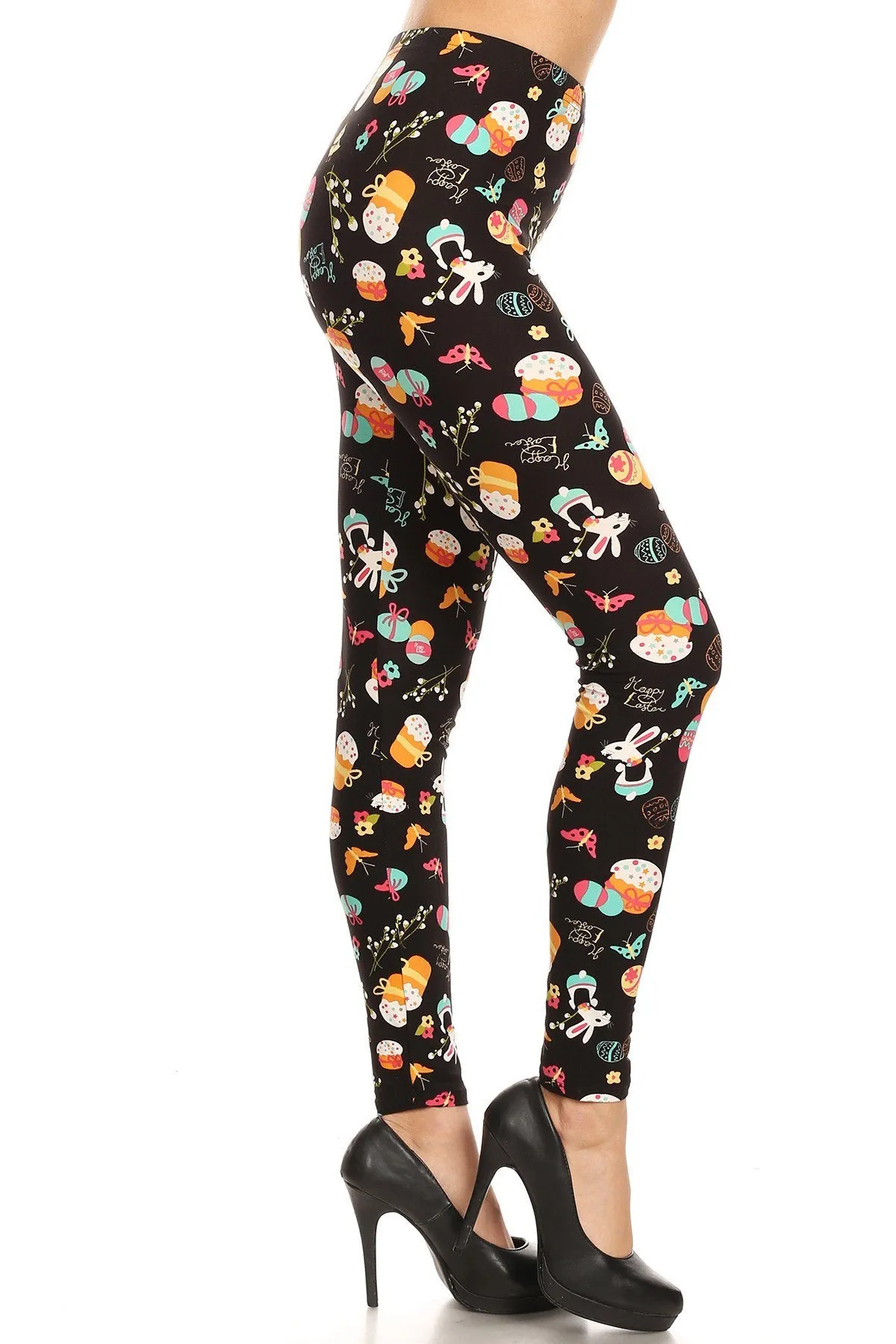 Women's Regular Easter Egg Rabbits Pattern Printed Leggings