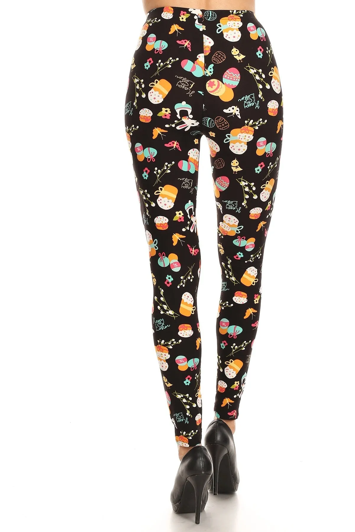 Women's Regular Easter Egg Rabbits Pattern Printed Leggings