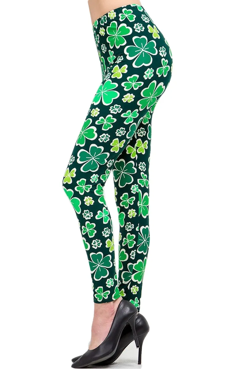 Women's Regular ST. Patrick's Day Shamrock Clover Pattern Printed Leggings